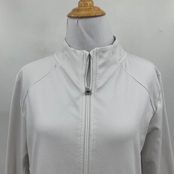 Puma Jacket Womens M Medium White Fleece Lined Full Zip Mock Wind Warm Up Golf - Picture 3 of 13